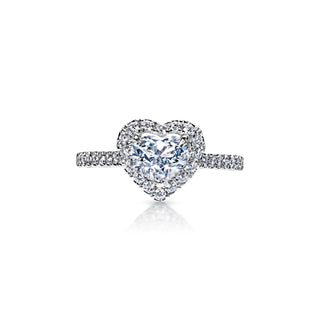 Teagan 1 Carat E VVS2 Heart Shape Diamond Engagement Ring in 18k White Gold Front View