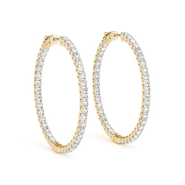 Diamond hoop earrings 14k yellow gold Clearance