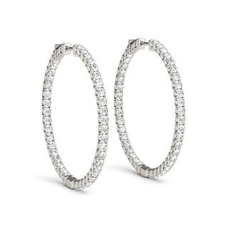 Diamond Hoop Earrings 2 Inch 4 Carat in 18K Rose Gold Side View18K White Gold Side View
