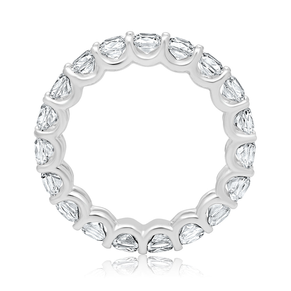 5-6 Carat Cushion Cut Diamond Eternity Band in Platinum 30 pointer Front View