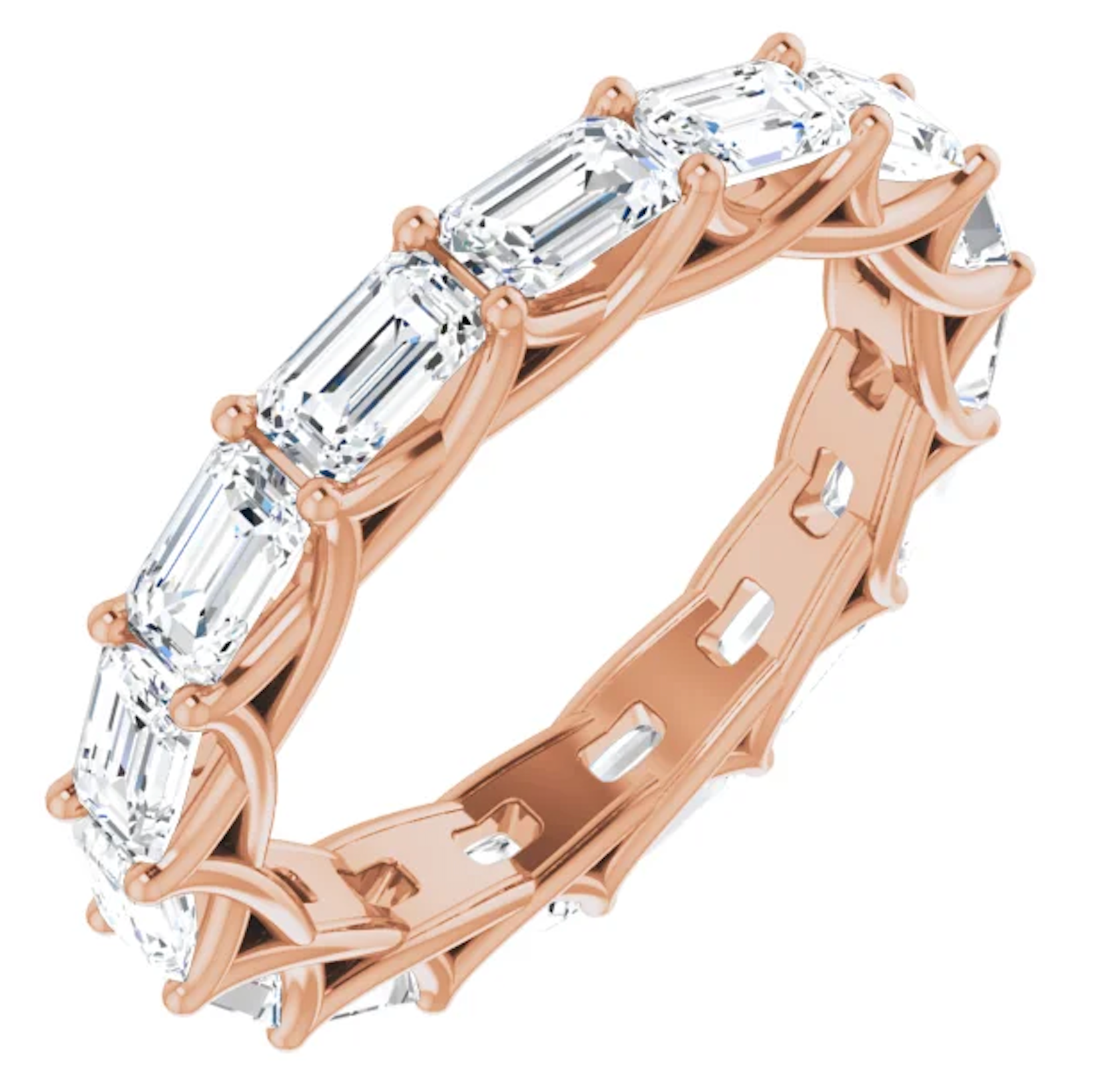 5-Carat Emerald Cut Diamond Eternity Ring in Rose Gold Nekta