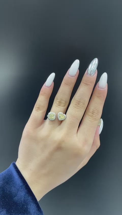 Vanessa 3 Carat Yellow Combine Mix Shape Diamond Engagement Ring in 18k White Gold Video