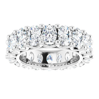 9 Carat Oval Cut Diamond Eternity Band in Platinum Clarity Shared Prong 50 pointer Front View