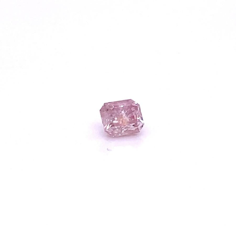 Argyle 0.63 Carat Radiant Cut Fancy Intense Pink Diamond