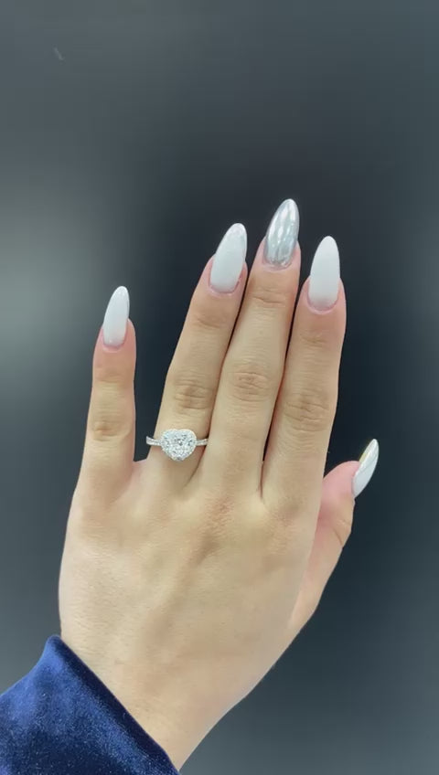 Saylor 2 Carat H VVS1 Heart Shape Diamond Engagement Ring in 18k White Gold Video