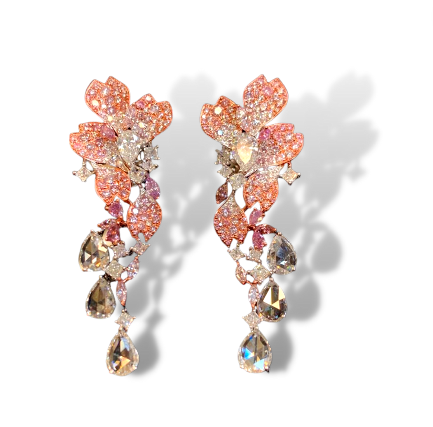 Hibiscus 6 Carat Fancy Pink Diamond Earrings Nekta New York
