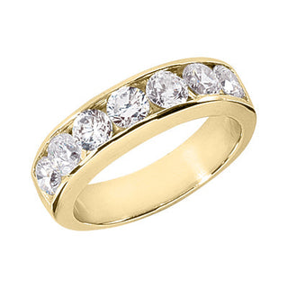 Men's Diamond Wedding Ring Round Cut 2 Carat in 14K Yellow Gold Side View
