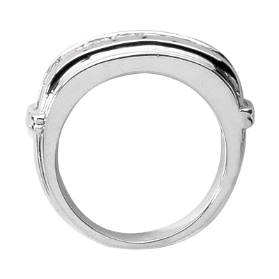 Men's Diamond Wedding Ring Round Cut 2 Carat in 18K White Gold Front View