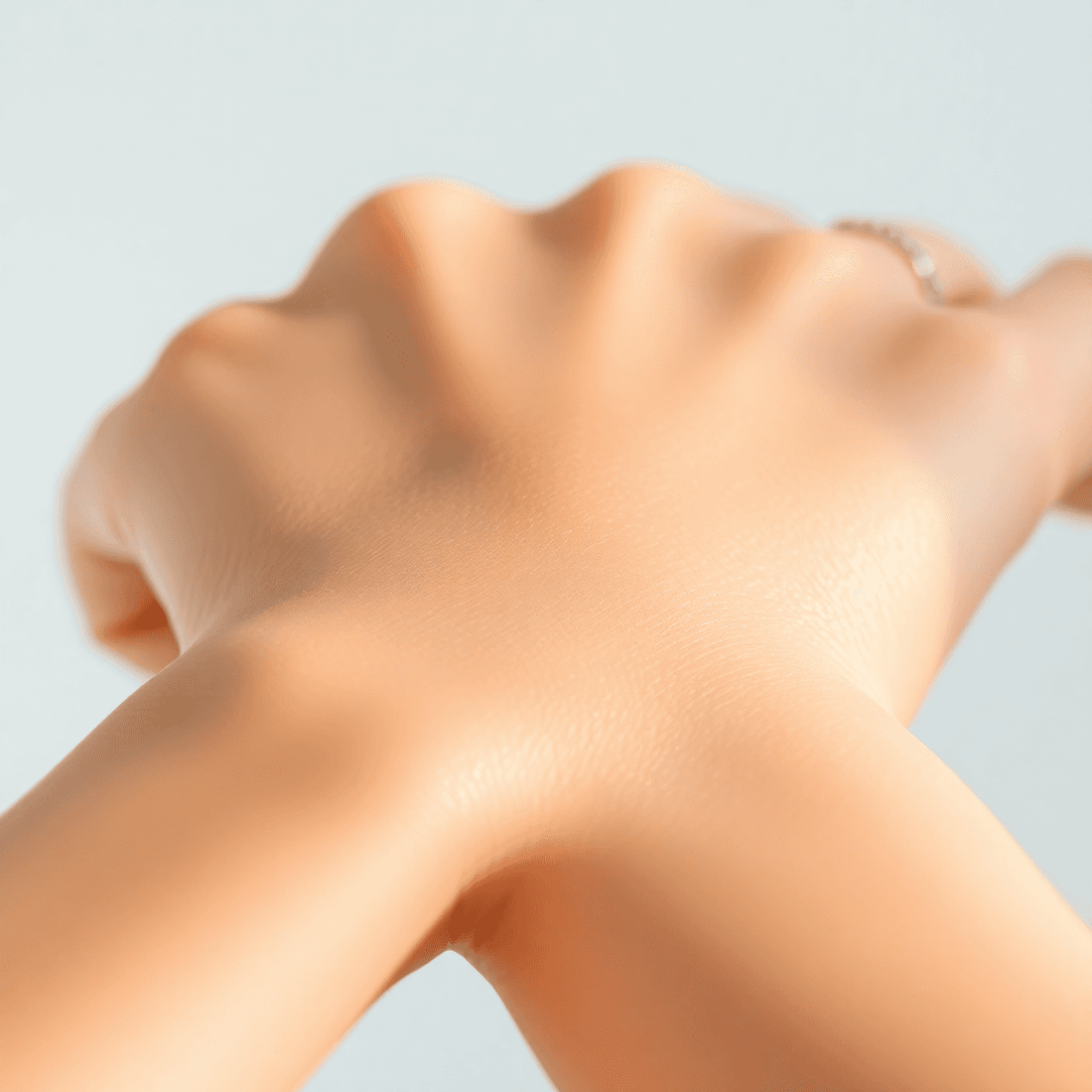 Close-up of a sparkling diamond tennis bracelet on a smooth wrist with soft lighting highlighting the brilliance of lab-grown diamonds against a minimalist back