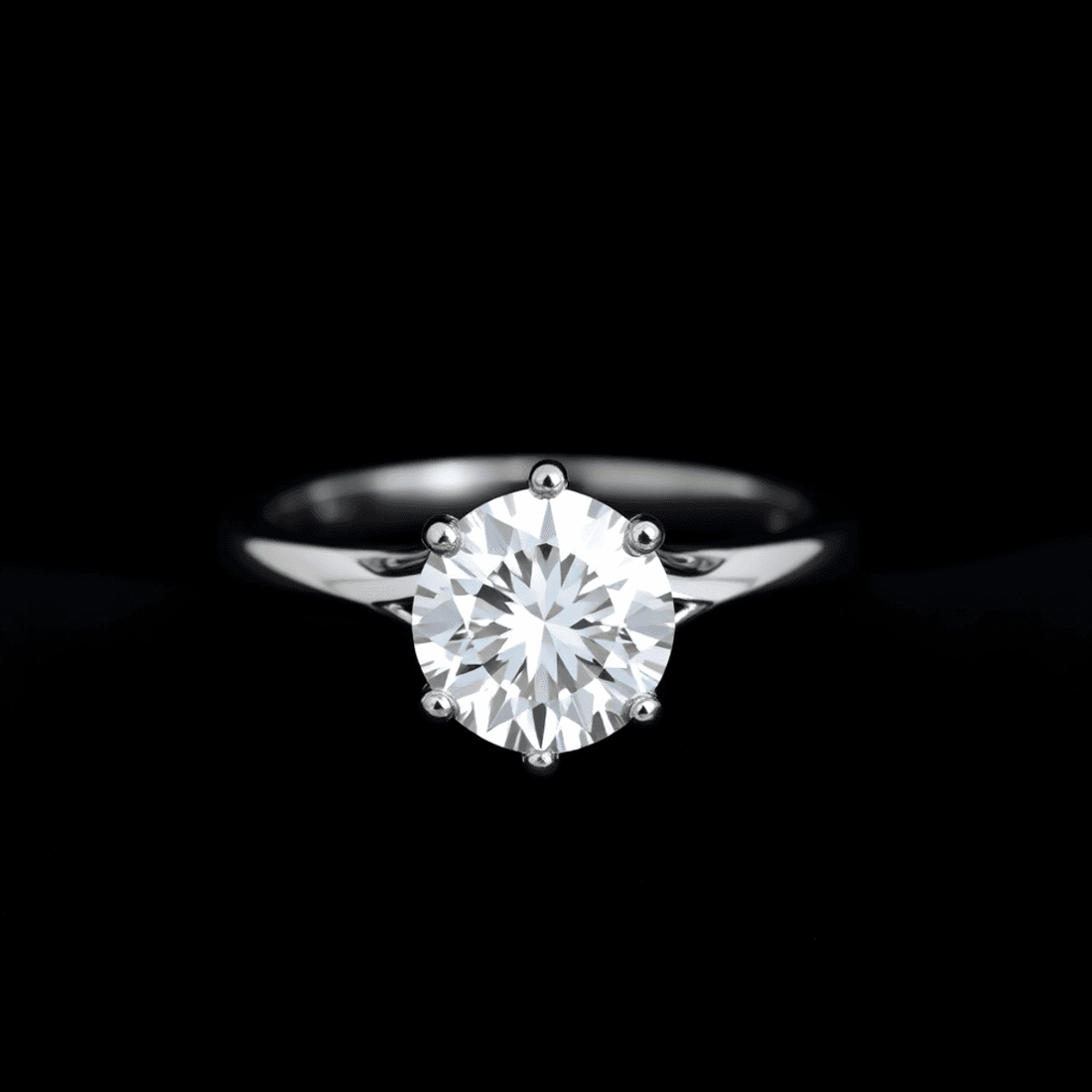 Close-up of a sparkling diamond ring with modern design on black velvet, showcasing the brilliant GIA-certified diamond and detailed craftsmanship.