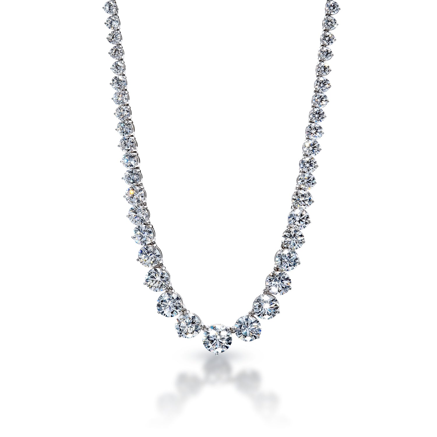 Lotty 85 Carats Round Brilliant Lab-Grown Diamond Riviera Necklace in 14k White Gold