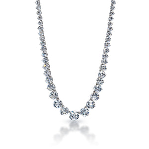 Lotty 85 Carats Round Brilliant Lab-Grown Diamond Riviera Necklace in 14k White Gold