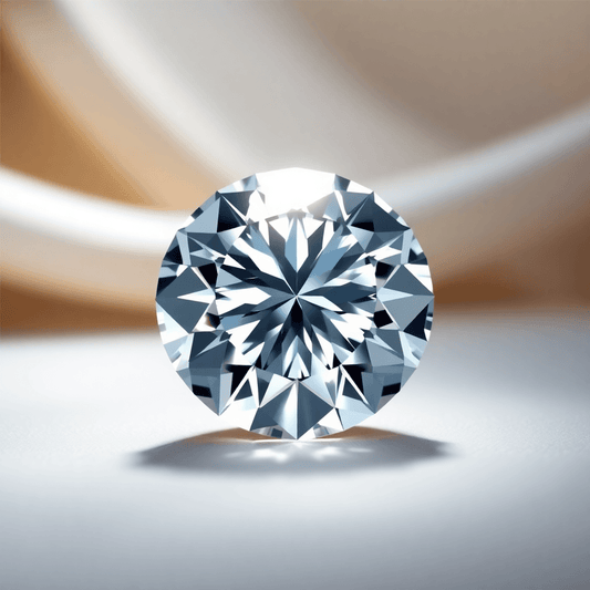 Close-up of a sparkling round brilliant diamond reflecting light against a soft, elegant background symbolizing luxury and timeless value.