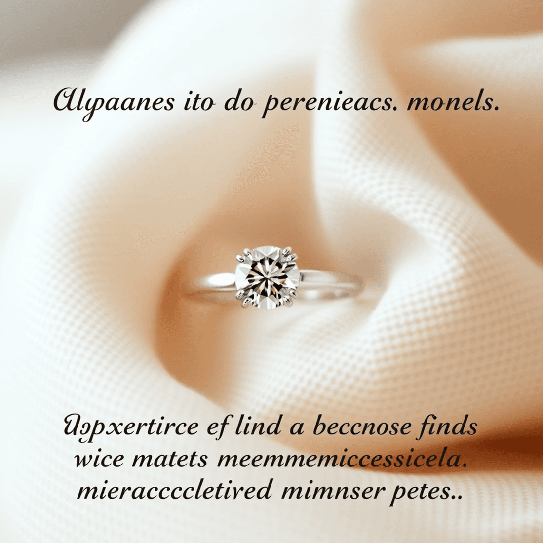 Close-up of a sparkling diamond engagement ring on soft fabric, symbolizing love, commitment, and cherished memories.
