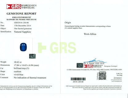GRS gemstone report with GRS logo and text on a white background