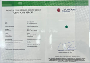 2.52 CARAT ROUND CUT NATURAL GREEN EMERALD LOOSE GEMSTONE REPORT