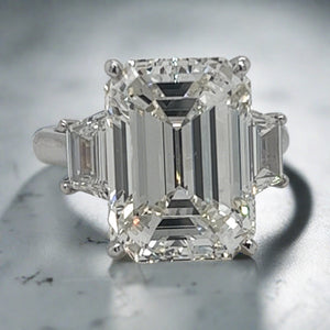 Kassidy 10 Carats Diamond Flanked By Trapezoids Three Stone Ring in White Gold Front View