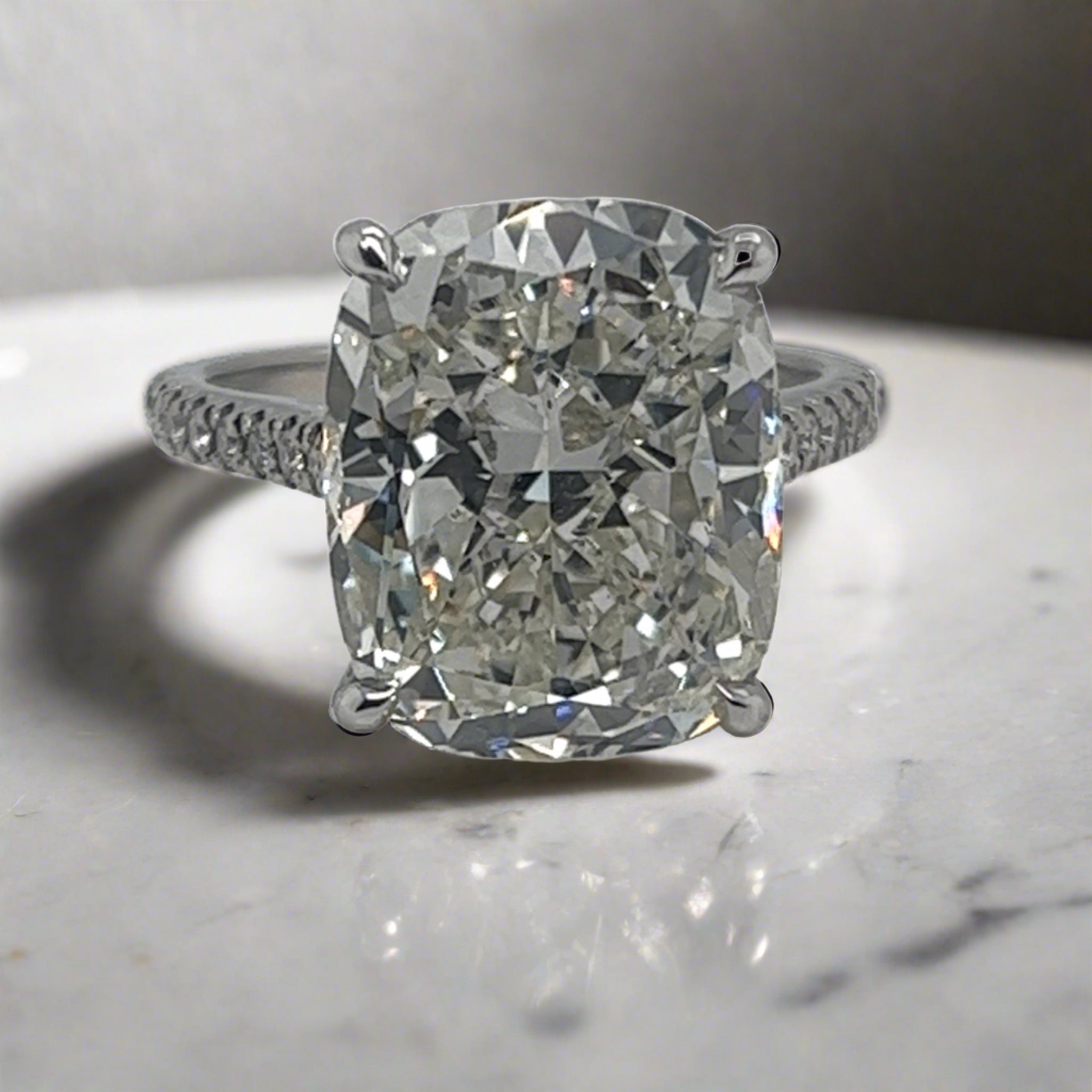 Cushion Modified Brilliant Cut Diamond Engagement Ring Front View