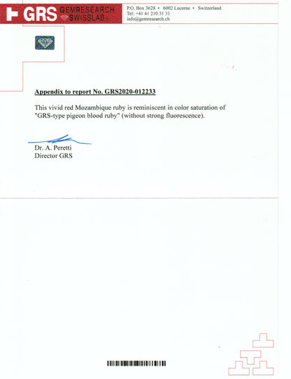 3.01 Carats Oval Cut No Heat Pigeon Blood Red Ruby Loose Gemstone GRS Certificate 1