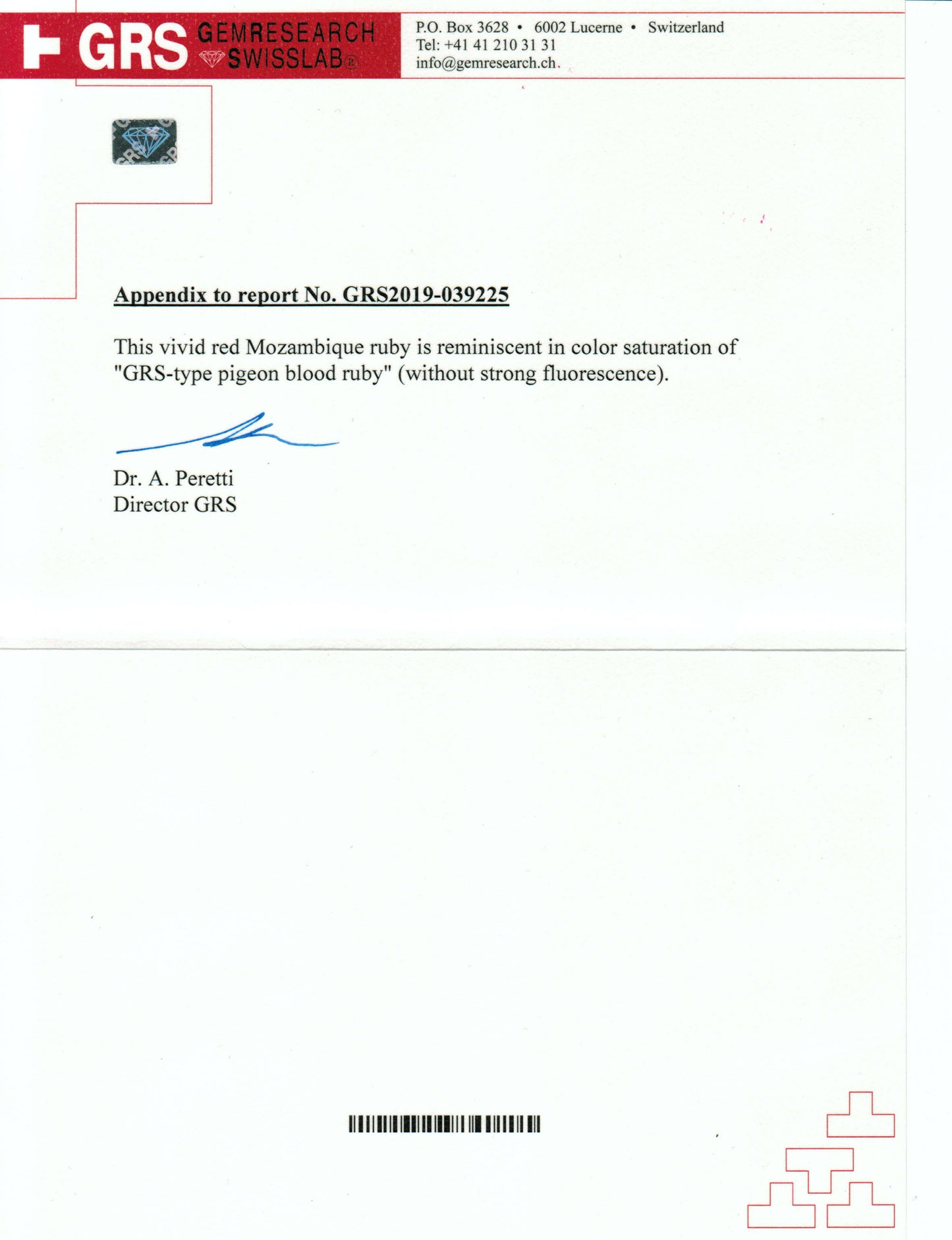 Document with GRS logo and text on a white background