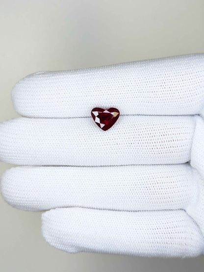 3.02 Carats Heart Cut Heat Pigeon Blood Red Ruby Loose Gemstone GFCO On Hand
