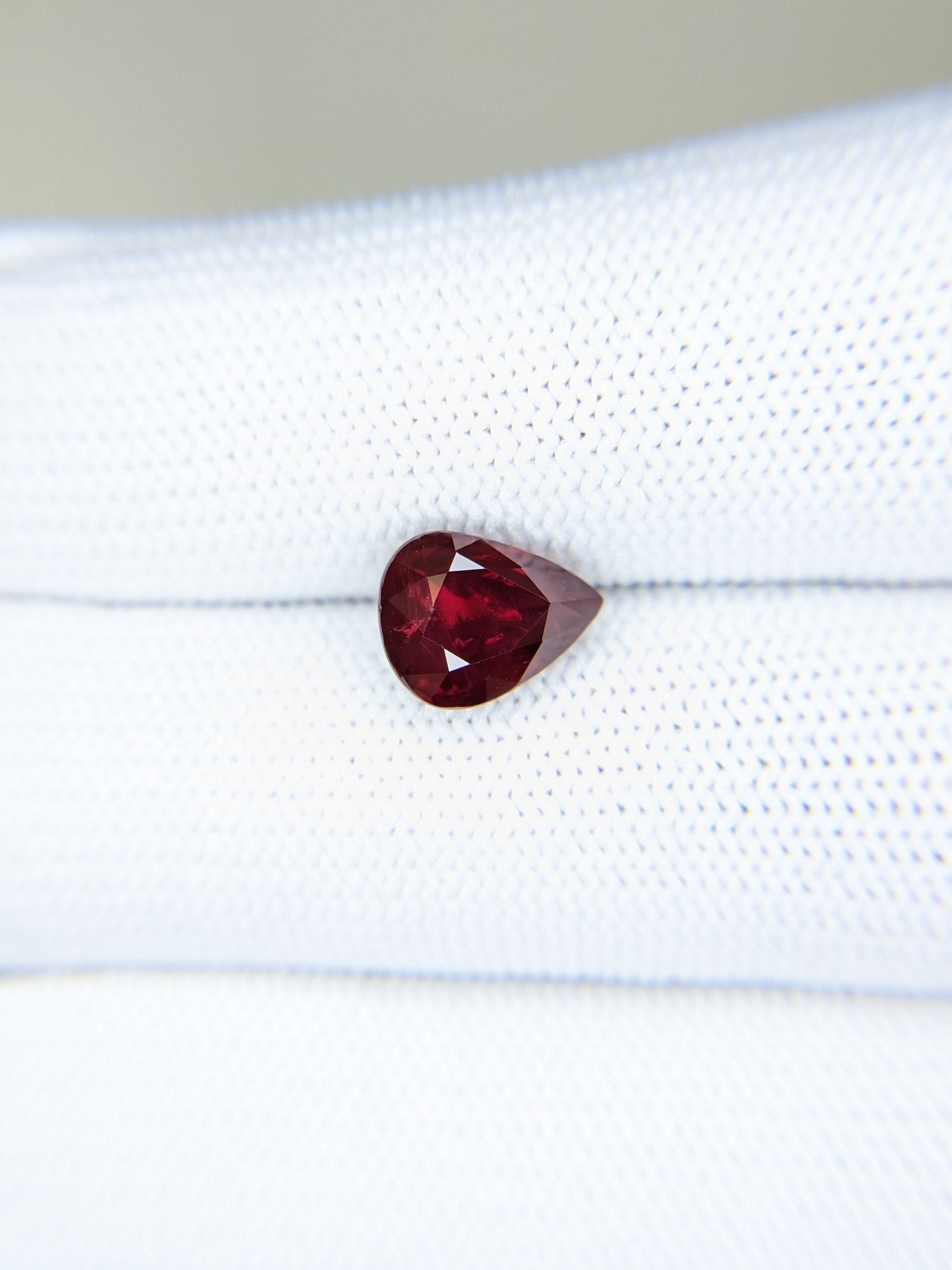 3.05 Carats Pear Cut Heat Pigeon Blood Red Ruby Loose Gemstone