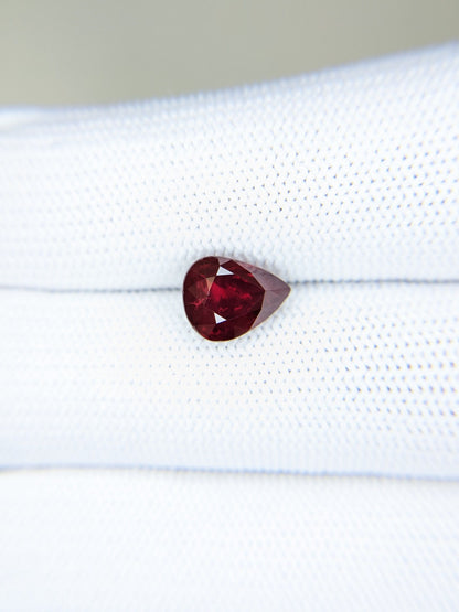 3.05 Carats Pear Cut Heat Pigeon Blood Red Ruby Loose Gemstone