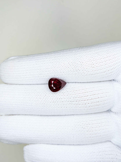 3.05 Carats Pear Cut Heat Pigeon Blood Red Ruby Loose Gemstone GFCO On Hand