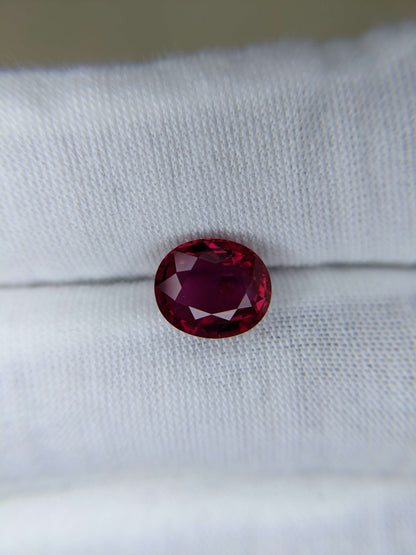 3.14 Carats Oval Cut No Heat Red Ruby Loose Gemstone GRS On Hand