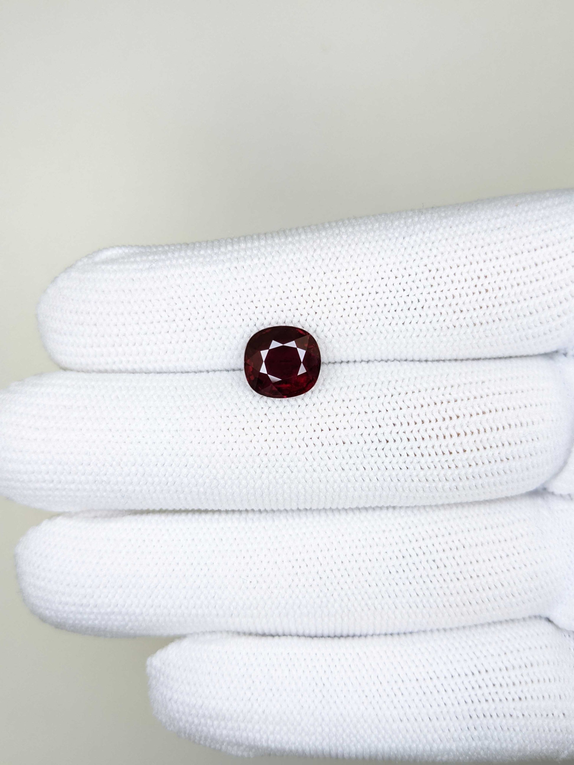 3.24 Carats Cushion Cut Heat Pigeon Blood Red Ruby Loose Gemstone GFCO On Hand