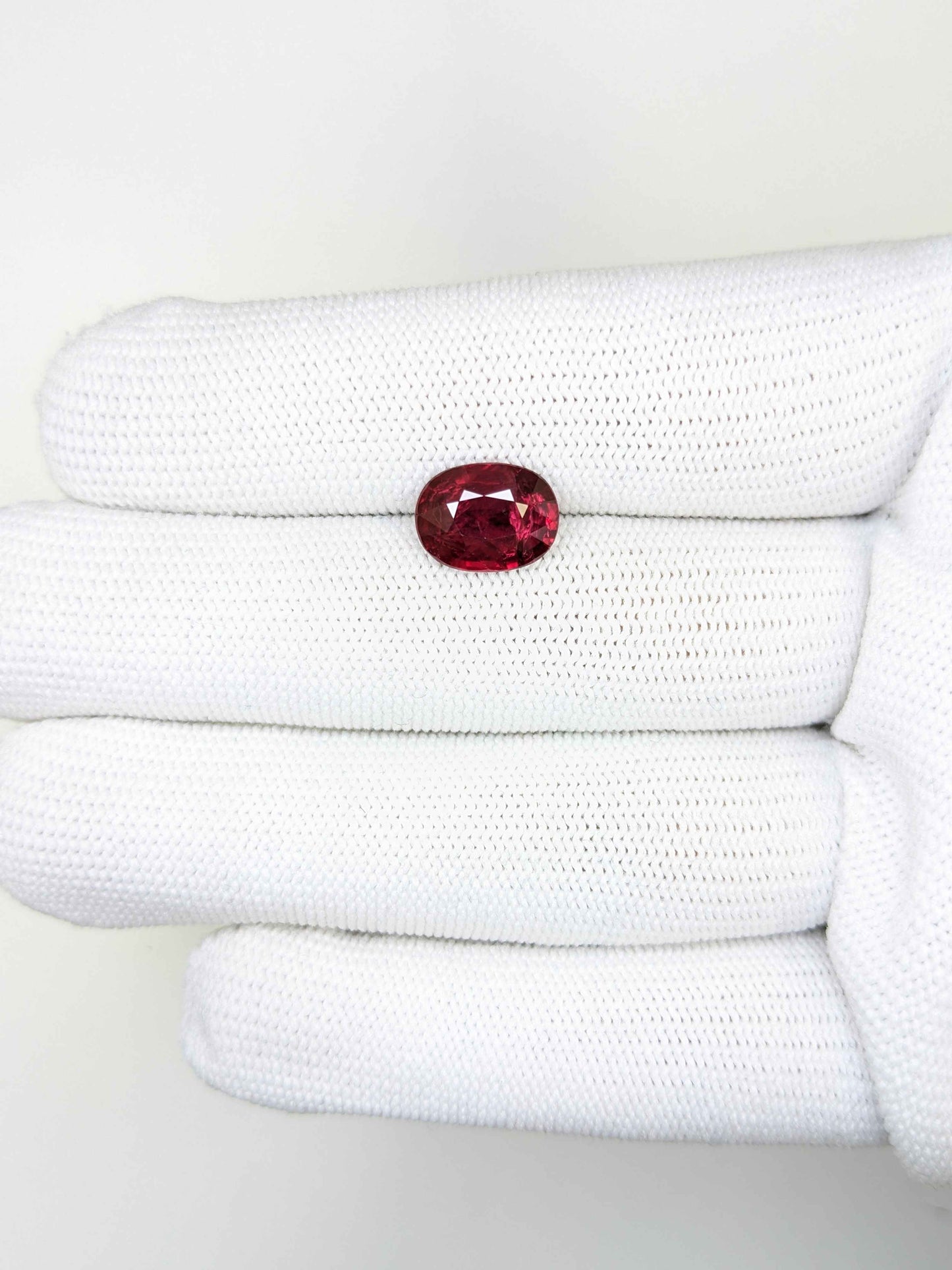 3.34 Carats Oval Cut Heat Purplish Red Ruby Loose Gemstone GFCO On Hand