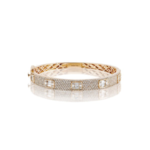 Ramona 3 Carat Combine Mix Shape Diamond Bangle Bracelet in 14k Rose Gold Full View