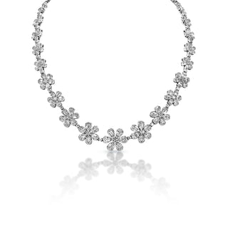 Jaylani 13 Carat Round Brilliant Diamond Necklace in 14k White Gold Front View
