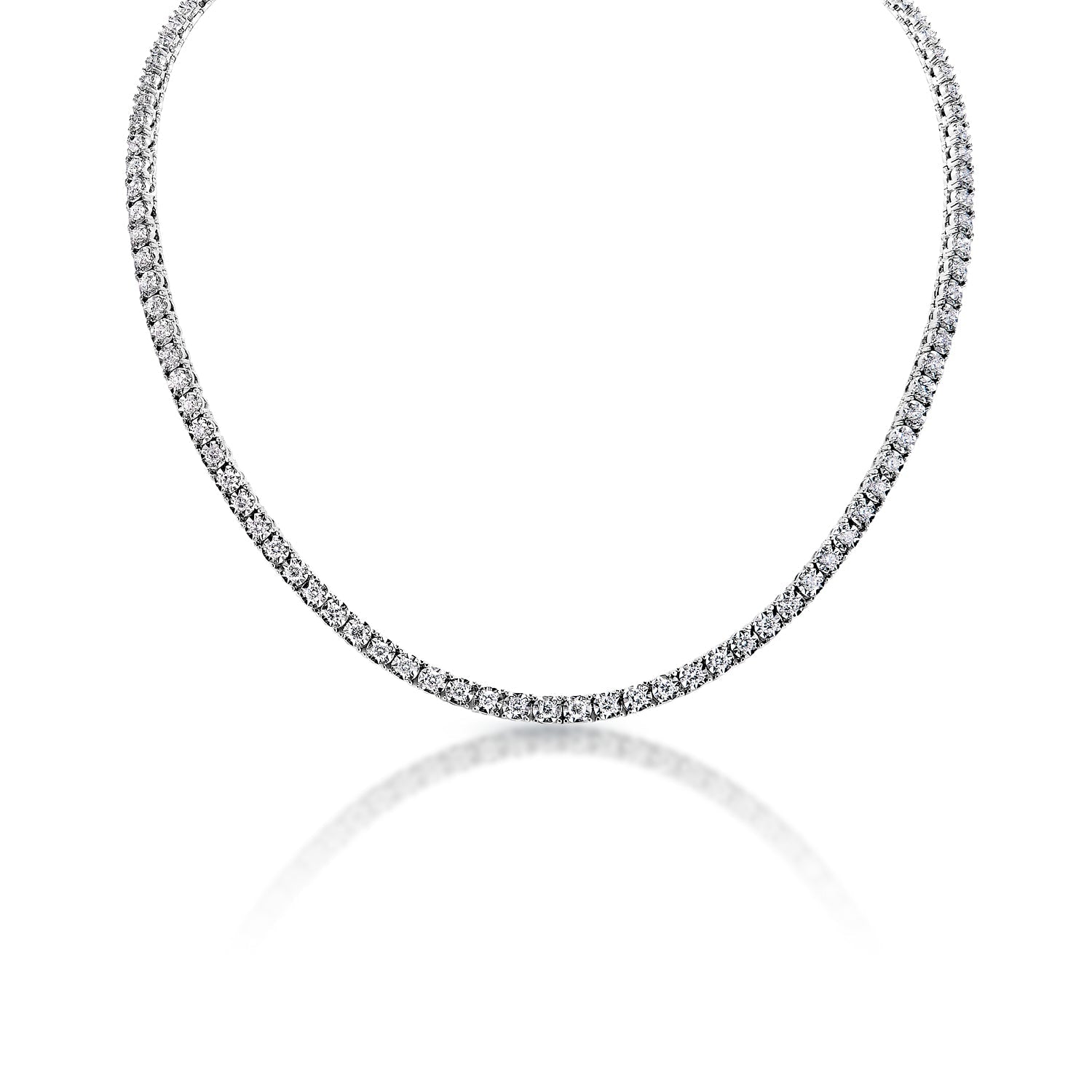 Natural Round Diamond Tennis Necklace 15 Ct D/SI In 18k White Gold