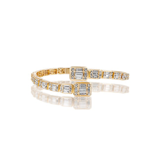 Francis 5 Carat Combine Mix Shape Diamond Bangle Bracelet in 14k Yellow Gold Front View