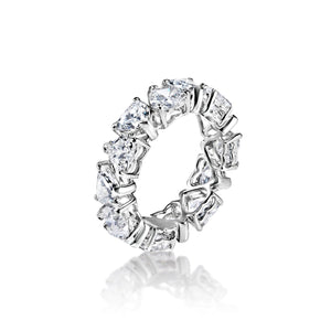 Leontine 6 Carat Heart Shape Lab-Grown Diamond Eternity Band in 14k White Gold Side View