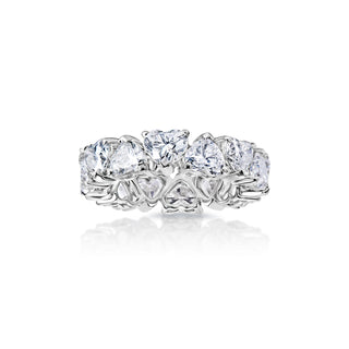 Leontine 6 Carat Heart Shape Lab-Grown Diamond Eternity Band in 14k White Gold Front View
