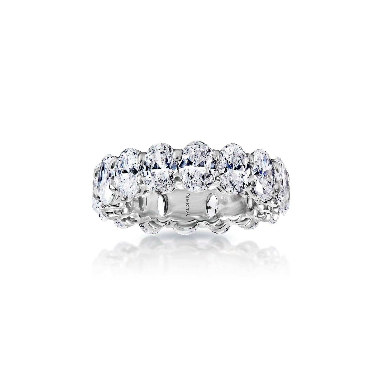 Loris 8 Carat Oval Cut Lab-Grown Diamond Eternity Band in 14k White Gold Front View