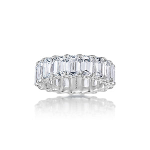 Lil 9 Carat Emerald Cut Lab-Grown Diamond Eternity Band in 14k White Gold Front View