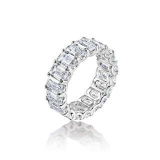 Lil 9 Carat Emerald Cut Lab-Grown Diamond Eternity Band in 14k White Gold Side View