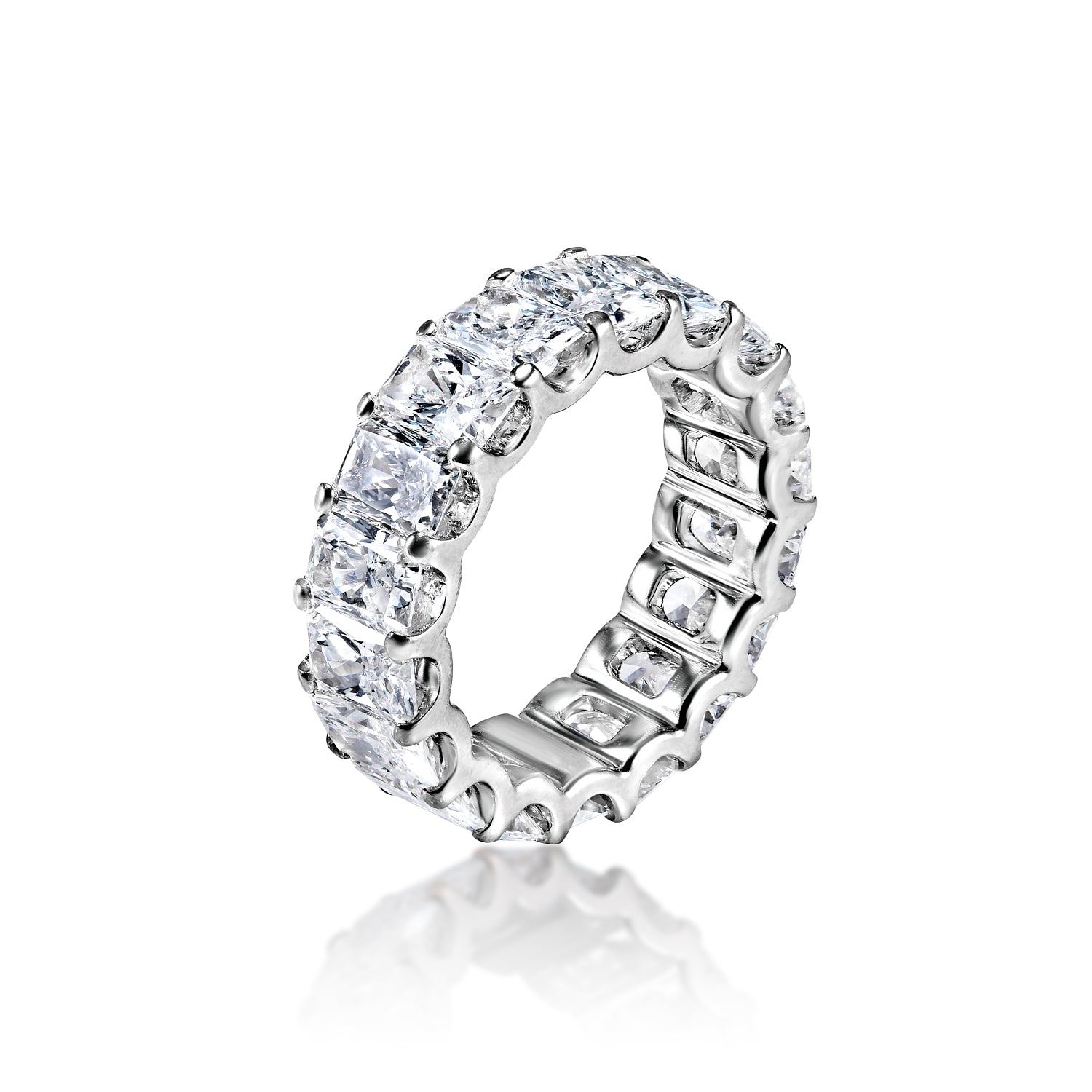 Luvinia 8 Carat Radiant Cut Lab-Grown Diamond Eternity Band in 14k White Gold Side View