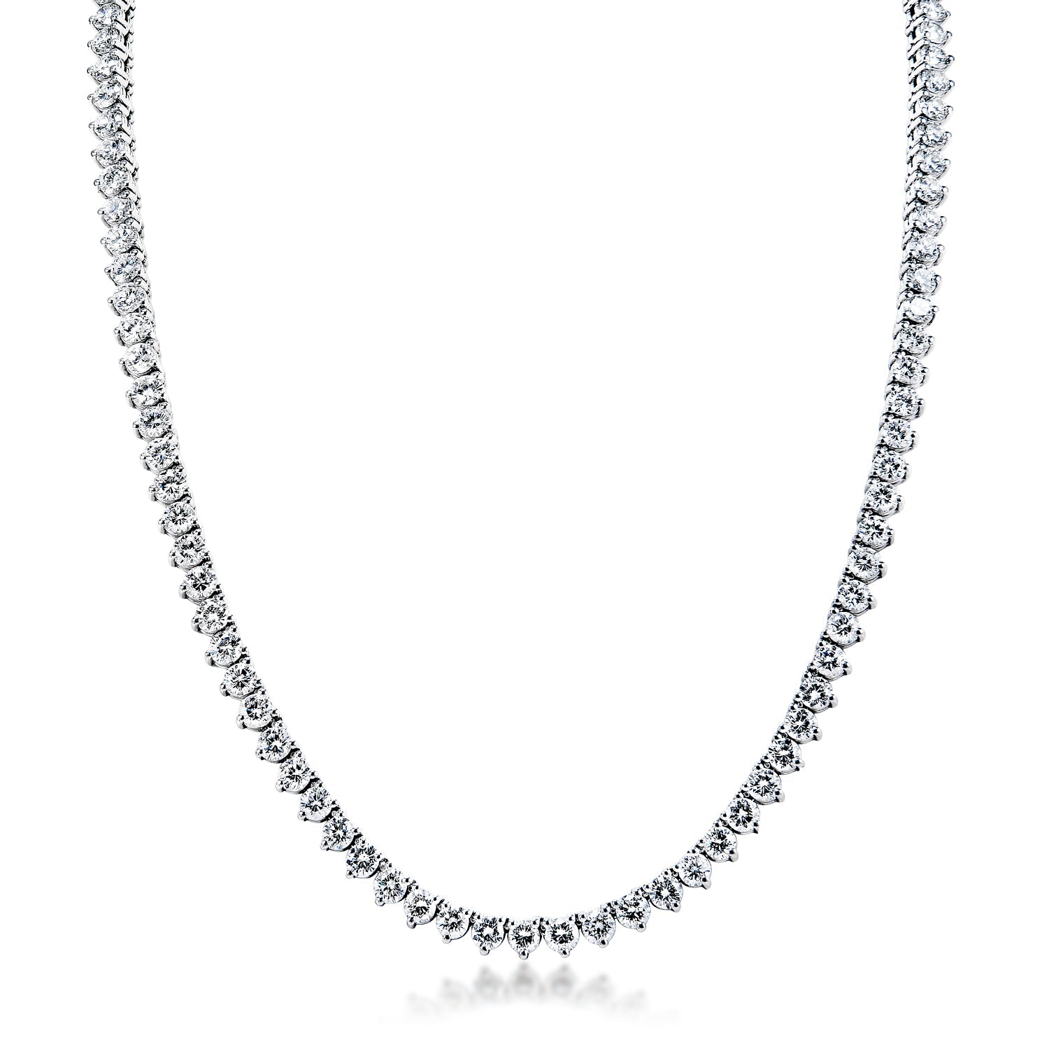 Rosalyn 37 Carat Round Brilliant Diamond Riviera Graduated Necklace in 14k White Gold Front View