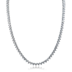 Rosalyn 37 Carat Round Brilliant Diamond Riviera Graduated Necklace in 14k White Gold Front View