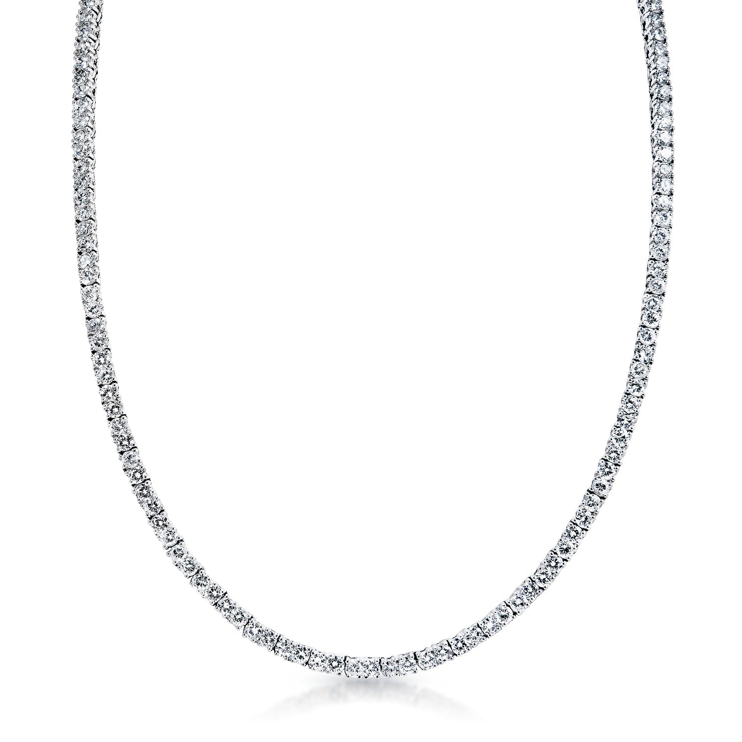 18K White Gold Round Diamond Split Pendant Necklace