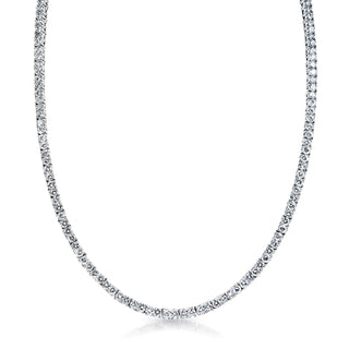 Alianna 24 Carat Round Brilliant Diamond Tennis Necklace in 14k White Gold  Front View