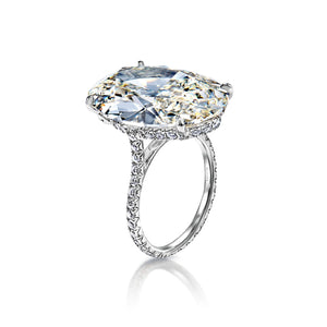 Dulce 18 Carat K VS2 Oval Solitaire Diamond Ring with PAVE in Platinum Side View