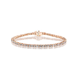 Selena 5 Carats Emerald & Round Brilliant Diamond Tennis Bracelet in 14k Rose Gold Full View