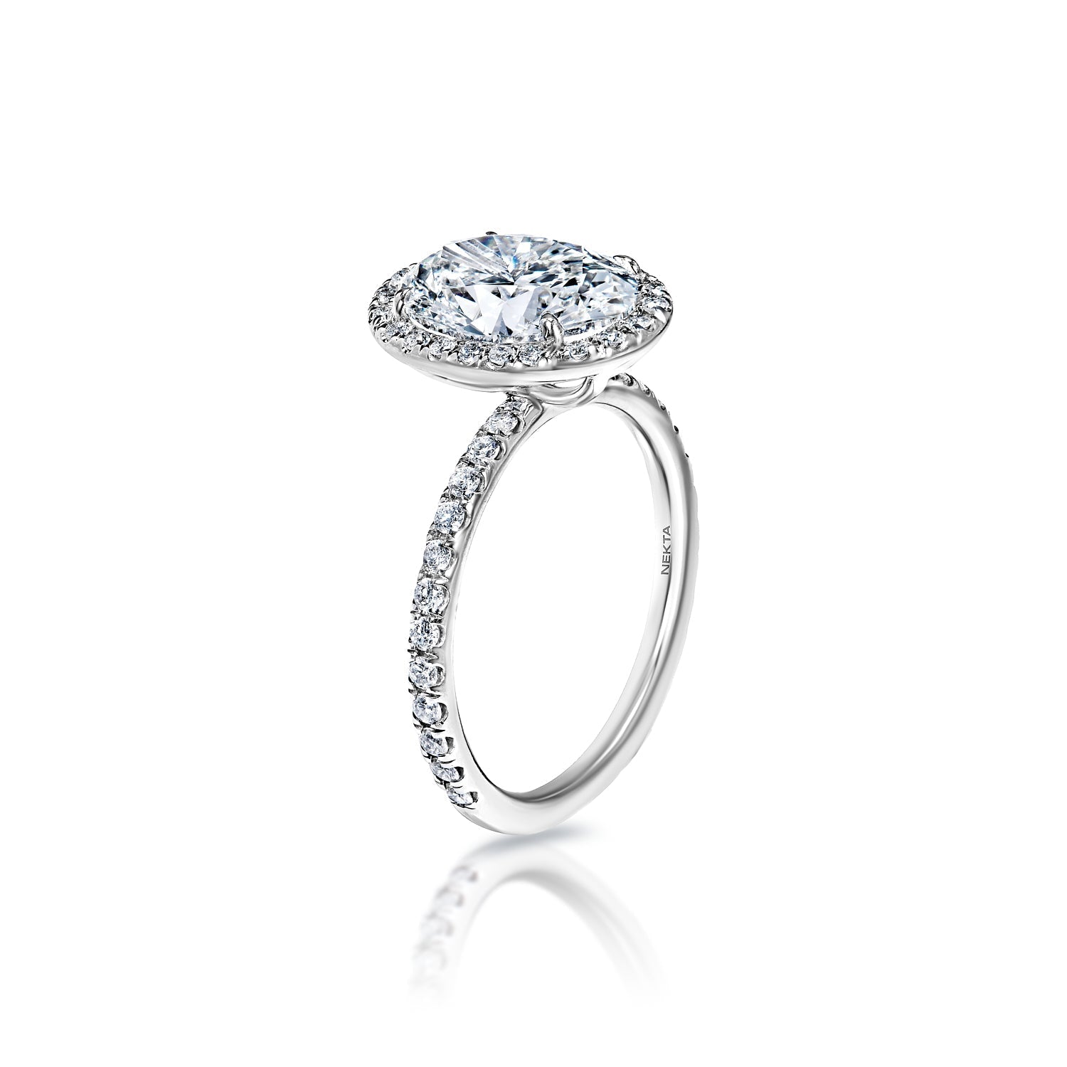 Liliana 6 Carat G VS1 Oval Cut Lab Grown Diamond Engagement Ring Side View