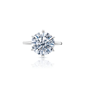 Lona 4 Carat G VS2 Round Brilliant Lab-Grown Diamond Engagement Ring in PlatinumFront Ciew