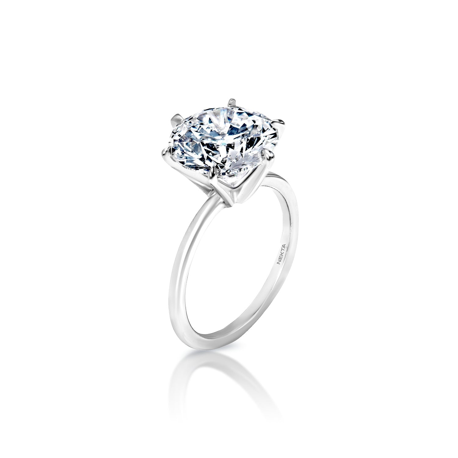 Lona 4 Carat G VS2 Round Brilliant Lab-Grown Diamond Engagement Ring in Platinum Side View
